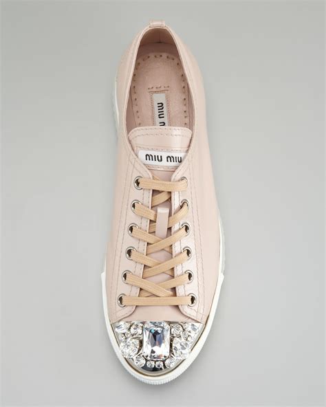 miu miu pink metal cap toe sneaker|mini miu sneakers.